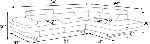 Miniatura 2 de BlackJack Furniture Union Modern - Sofá modular de piel sintética con reposacabezas ajustables, diván orientado hacia la izquierda, elegante asiento