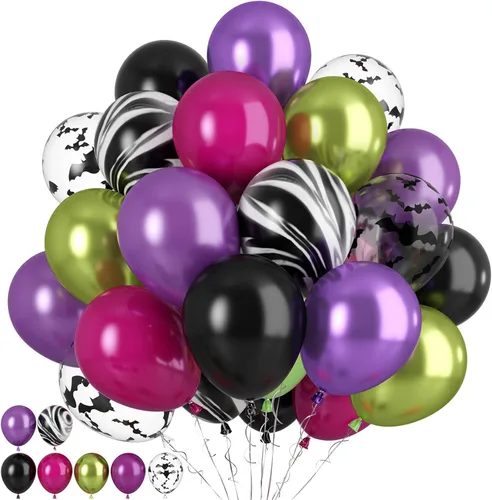 Miniatura 28 de Paready Globos de Frozen, 60 Piezas Globos de 12 Pulgadas Morado Azul Blancos y de Confeti de Nieve de Látex para Niñas Suministros de Fiesta Morado