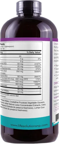 Miniatura 5 de Life Solutions Liquid Super B Complex -32 oz Aumenta naturalmente los niveles de energía de tu cuerpo