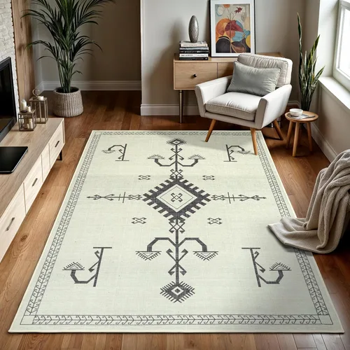 Miniatura 93 de GLN Rugs Bohemian Collection - Alfombra de felpilla lavable a máquina, bohemio vintage, antideslizante, alfombra de felpilla de pelo bajo, alfombra