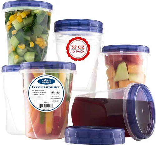 Miniatura 7 de AQUA BLUE Recipientes de almacenamiento para congelador de sopa con tapas superiores giratorias [16 onzas – paquete de 10 unidades] Recipiente