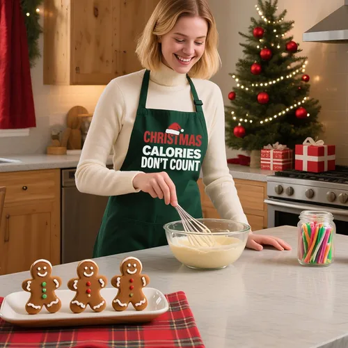 Miniatura 2 de Delantales de Navidad para mujeres y hombres con 2 bolsillos, delantales de cocina ajustables para cocinar hornear, regalo de vacaciones para amigos