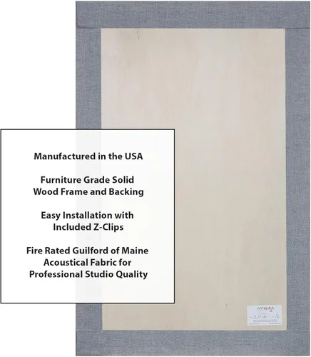 Miniatura 5 de Panel acústico absorbente de sonido con tela Sona, NRC 1.0, clasificación contra incendios, 24 "x 36" x 2 pulgadas (azul humo)