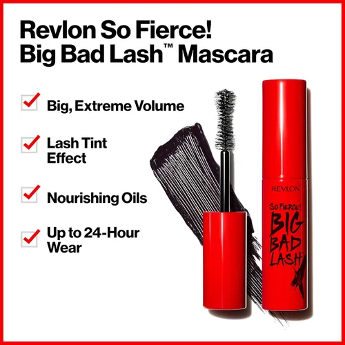 Miniatura 2 de Revlon Rímel, So Fierce Big Bad Lash Maquillaje de Ojos, Voluminizante, Relleno de Media para Ella, Dura hasta 24 Horas, 761 Negro, 0.34 fl oz
