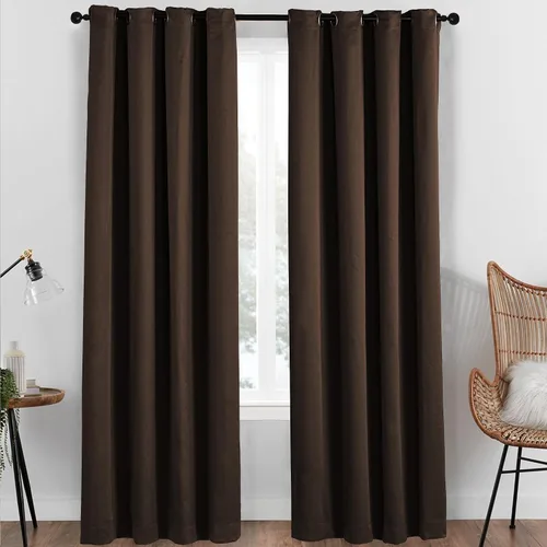 Miniatura 2 de HESTIN Juego de cortinas opacas de 4 piezas (incluye 2 paneles y 2 alzapaños), cortinas opacas con aislamiento térmico sólido con ojales