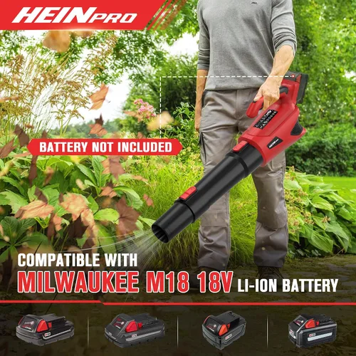 Miniatura 2 de HEINPRO Soplador de hojas inalámbrico de hasta 500 CFM compatible con batería Milwaukee M18 (solo herramienta), soplador de hojas eléctrico