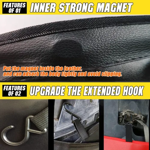 Miniatura 3 de Fundas de guardabarros más gruesas para accesorios de alfombrilla mecánica con imán fuerte y ganchos, cómoda fijación, cuero sintético impermeable