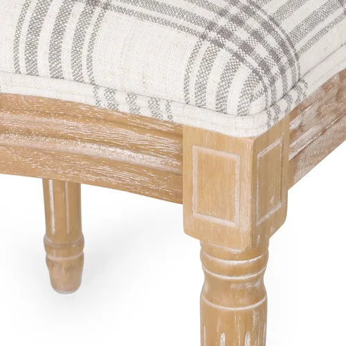 Miniatura 13 de Christopher Knight Home Camille - Sillas de comedor tradicionales de terciopelo, 2 piezas, color gris y blanco brillante Cuadros grises + naturales