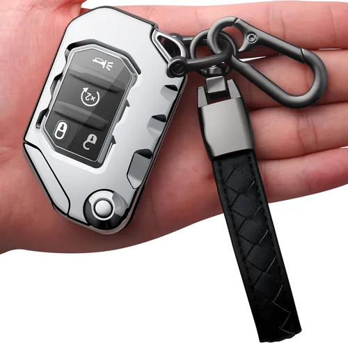 Miniatura 6 de Compatible con funda para llavero Jeep con llavero de cuero, funda de protección de TPU suave para llave de control remoto Wrangler JL JLU Rubicon