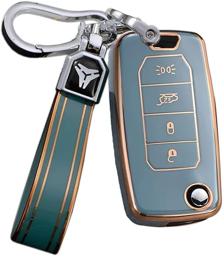Miniatura 13 de ontto Funda para llavero de TPU para Jeep Renegade 2015-2020 con control remoto abatible, elegante funda para llavero de automóvil, funda para beige