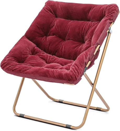 Miniatura 11 de Cómoda silla con platillo, silla de sala de estar, silla plegable acolchada suave de piel sintética, cómoda silla cuadrada de luna para sala