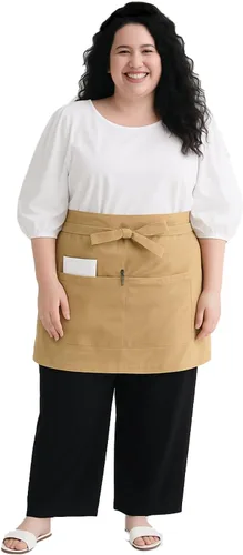 Miniatura 12 de King Mills Delantales unisex de cintura/media para servidor de bistró con bolsillos. Delantal talla grande XL XXL o cintura W40+, extra grande