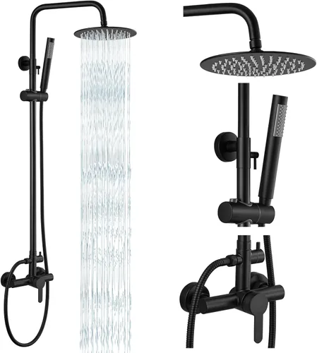 Miniatura 14 de gotonovo Accesorios para ducha al aire libre SUS304 Acero inoxidable Kit de ducha de lluvia de alta presión Montaje en pared 2 funciones duales
