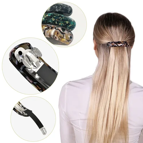 Miniatura 3 de HYFEEL Pasadores de pelo grandes para mujer, cabello fino y grueso, pinzas para el cabello francés, pinzas para cola de caballo, accesorios Negro