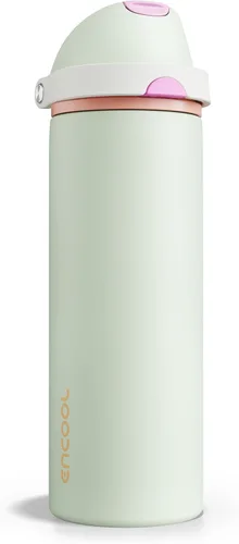 Miniatura 72 de ENCOOL Botella de agua aislada con popote, botella de agua de acero inoxidable con tapa de botón, a prueba de fugas y sin BPA, mantiene el frío Atún