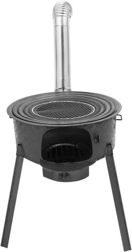 Miniatura 8 de Estufa de leña portátil, estufa de tienda de campaña caliente de acero inoxidable con tubos de chimenea, calefacción al aire libre y cocina estufa