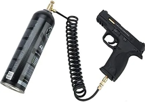 Miniatura 8 de Manguera de bobina remota universal Paintball Sistemas de llenado y carga de CO2 con adaptador de Airsoft para botes de botellas de gas verdes