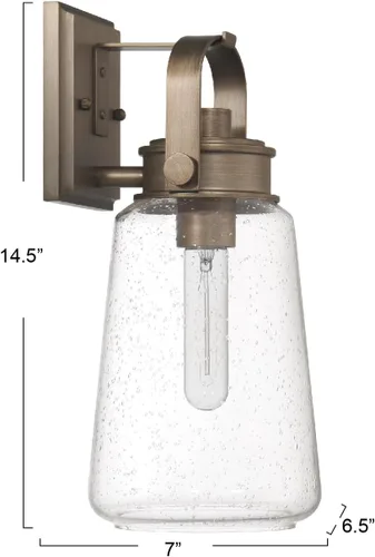 Miniatura 2 de Gage - Lámpara industrial de vidrio y metal para exteriores, color oro toscano