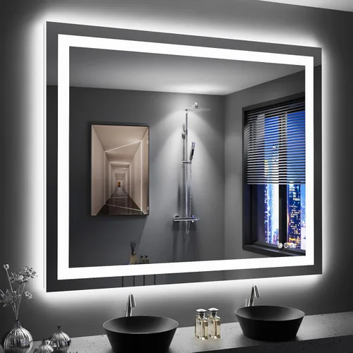 Miniatura 28 de LOAAO Espejo de Baño LED de 40"X32" con Luces, Antivaho, Regulable, Retroiluminación RGB + Iluminación Frontal, Espejo de Tocador de Baño
