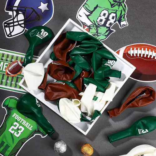 Miniatura 4 de Censen 45 globos de fútbol de 12 pulgadas, globos deportivos de látex para fiestas de fútbol, globos de retocar blanco, verde, marrón