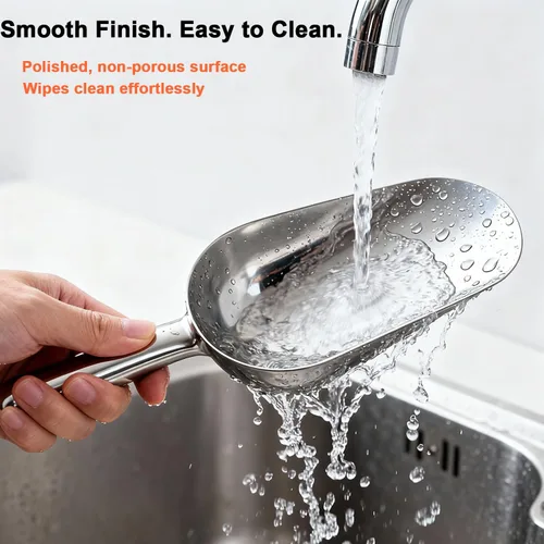 Miniatura 6 de Cuchara de aluminio fundido de 6 onzas, cuchara de hielo sólido de una pieza para cubitos de hielo, bar, cocina, cuchara multiusos de alimentos