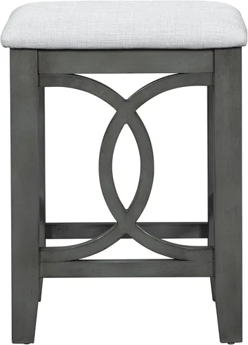 Miniatura 9 de JIVOIT Juego de mesa de comedor de 3 piezas con altura de mostrador, juego de comedor de madera maciza con 2 taburetes tapizados, mesa de comedor