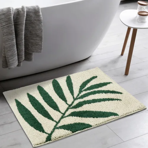 Miniatura 5 de Hi Space Alfombras de baño de 24 x 16 pulgadas con hojas para baño, antideslizante, lavable a máquina, suave, absorbente, bonita alfombra de baño