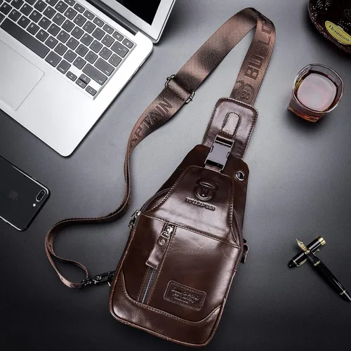 Miniatura 93 de LUKZIJAES Bolso bandolera de cuero genuino para hombre