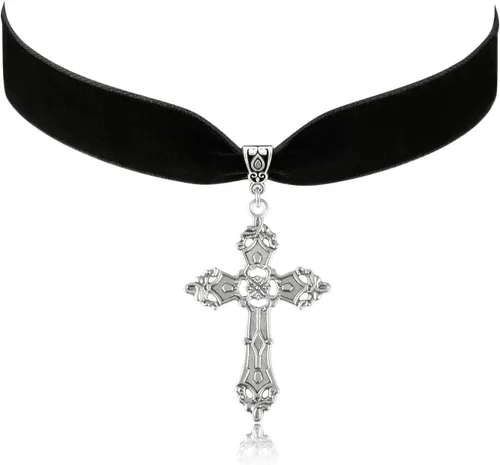 Gargantilla para mujer, gargantilla negra, gargantilla gótica, gargantilla de terciopelo negro, gargantilla gótica, joyería gótica vintage para mujer