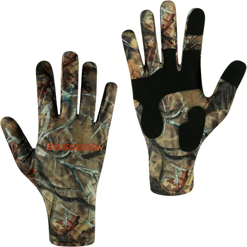 Miniatura 19 de BASSDASH Guantes de caza de camuflaje para hombres UPF 50+ Guantes ligeros con pantalla táctil para pesca, senderismo y actividades al aire libre
