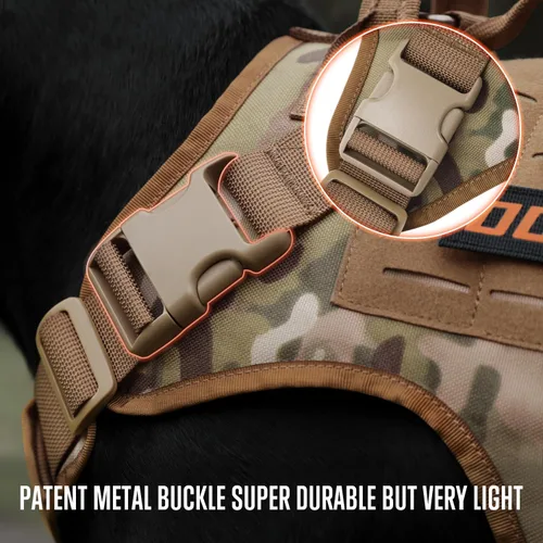 Miniatura 3 de Arnés táctico para perro, arnés para perro sin tirones, chaleco militar con clips metálicos ajustables, arnés para perros grandes, medianos