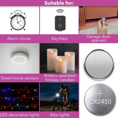Miniatura 5 de LOOPACELL CR2450 - Batería de litio de 3 V (paquete de 20) - Baterías de celda de moneda de alta capacidad