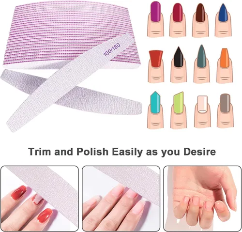 Miniatura 4 de Limas de uñas (25 piezas), lima de uñas de grano 100/180, tablero de esmeril a granel para uñas acrílicas y uñas naturales, limas para uñas