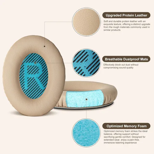 Miniatura 3 de Aurivor Almohadillas de Repuesto para Oídos/Cojines para Auriculares Bose QuietComfort (QC) 35 35ii 25 15 2 y Más Auriculares, Fundas Mejoradas