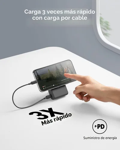 Miniatura 5 de ANKER Batería magnética 633, cargador portátil inalámbrico plegable de 10,000 mAh, cargador portátil inalámbrico de 20 W USB-C con soporte, Negro