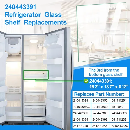 Miniatura 4 de Actualizado 240443391 Reemplazo de estante de vidrio para refrigerador Frigidaire Electrolux Kenmore Cubierta de cajón de delicatessen Inserto