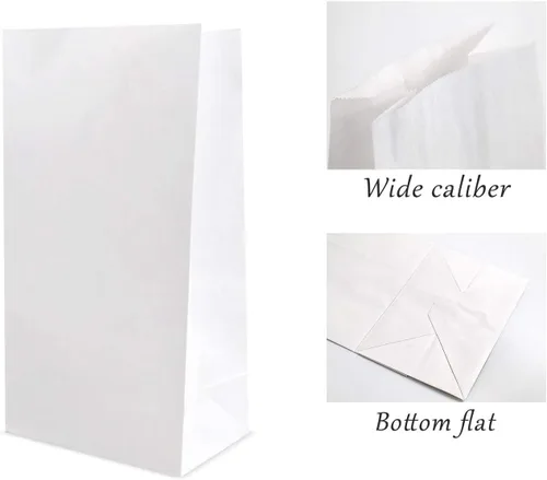 Miniatura 3 de Kslong Pequeñas bolsas de papel blanco, 50 mini bolsas de papel para regalos de fiesta, bolsa de almuerzo de papel a granel para sándwich, palomitas