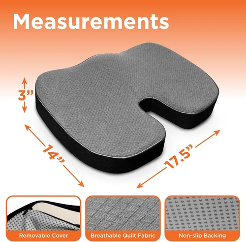 Miniatura 5 de BLACK+DECKER Cojín de asiento de espuma viscoelástica acolchada y tejida en U para silla de oficina, coche, silla de ruedas y avión – Ergonómico