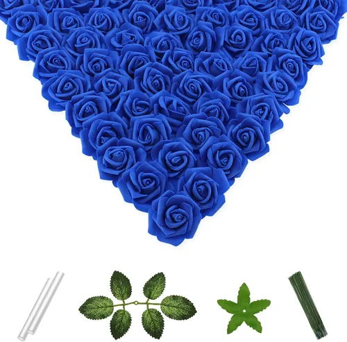 Miniatura 26 de 100 flores artificiales de 2 pulgadas, cabeza de rosa falsa de espuma a granel para decoración del hogar, decoración de boda, despedida de soltera