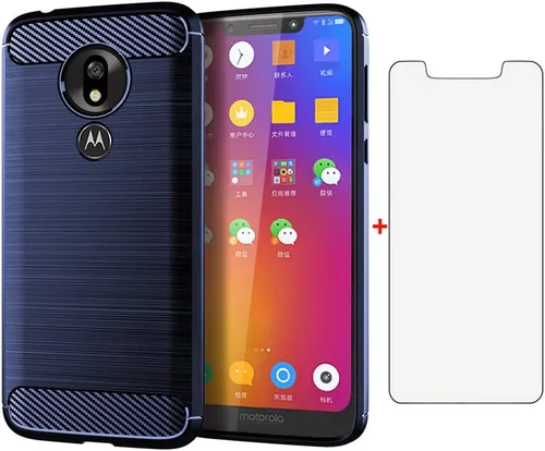 Funda para teléfono Motorola Moto G7 Play Optimo con protector de pantalla de vidrio templado, funda protectora de goma delgada, accesorios para