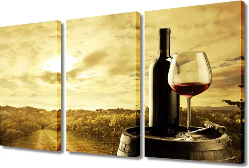 Miniatura 126 de Obra de arte para paredes del hogar, 3 paneles de letras de vino tinto, pinturas de corcho, impresiones HD, arte de pared de corcho de vino sobre