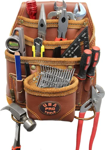 Miniatura 3 de Bolsa de herramientas de cuero USA Pro Tools para carpintero Mejor para electricistas, plomeros, personal de mantenimiento y enmarcadores 10