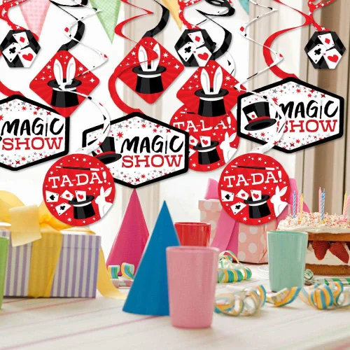 Miniatura 2 de Big Dot of Happiness Ta-Da, Magic Show - Decoración mágica para colgar en fiestas de cumpleaños, espirales de decoración de fiesta, juego de 40