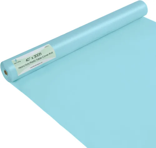 Miniatura 240 de Rollo de plástico para cubierta de mesa color verde manzana, 40 pulgadas x 100 pies, rollo de plástico resistente para cubierta de mesa de banquetes