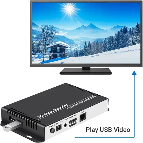 Miniatura 8 de H.265 H.264 Decodificador de audio de vídeo HD Decodificador de cámara IP HTTP RTSP M3U8 RTMP UDP Unitcast a HDMI AV RCA Decodificador