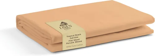 Miniatura 39 de Sábanas de 100% algodón percal, tamaño King, 1 sábana encimera, ropa de cama fresca, resistente y transpirable, crema