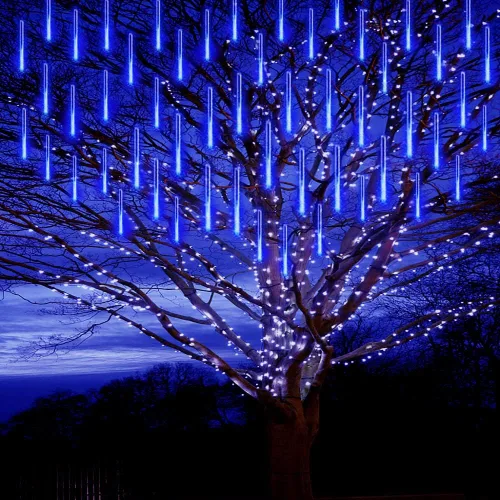 Miniatura 11 de Purtuemy - Luces de Halloween para exteriores, luces con diseño de lluvia de meteoritos, 12 pulgadas, 8 tubos, luces de hadas en cascada