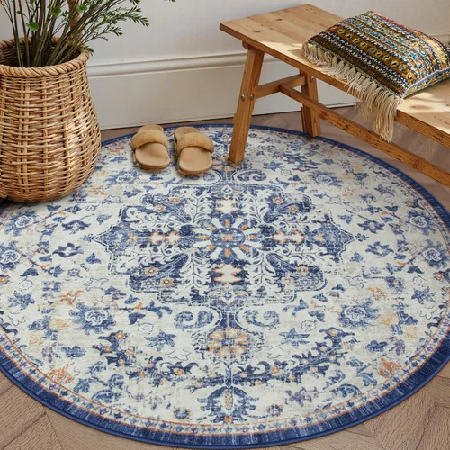 Miniatura 53 de Lahome Alfombra bohemia con medallón floral, 4 x 6 pies, color verde azulado, suave, lavable, antideslizante, apta para mascotas, alfombra