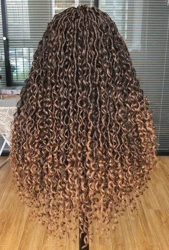 Miniatura 6 de Goddess - Pelucas sintéticas para mujeres negras, 30 pulgadas, encaje completo, diosa, bohemia, locs, trenzadas, con cabello de bebé, rastas hippie