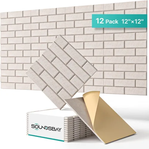 Miniatura 14 de Paneles de pared acústicos autoadhesivos, paquete de 12 paneles absorbentes de sonido en ladrillo, paneles de espuma de alta densidad con Gris-oscuro